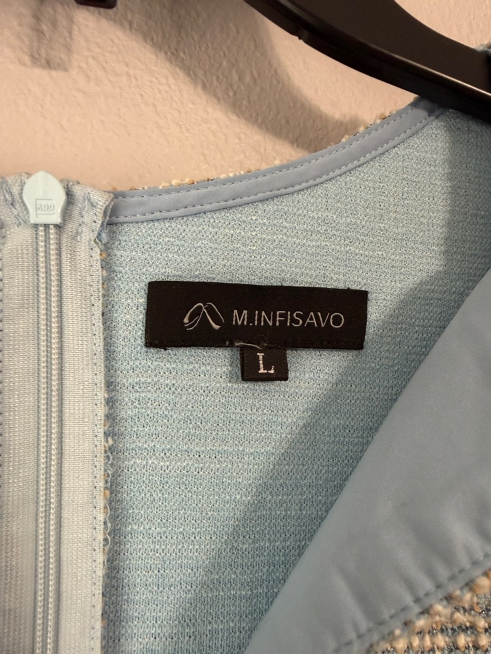 M.Infisavo Blue Tweed Sheath Dress Large - Picture 3 of 8